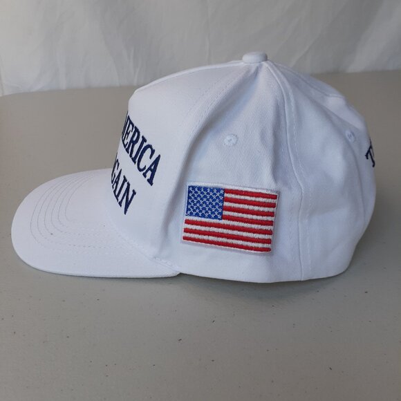 MAGA - 45-47 - Trump - American Flag White & Blue Baseball Cap - Adjustable Fit - Picture 3 of 9